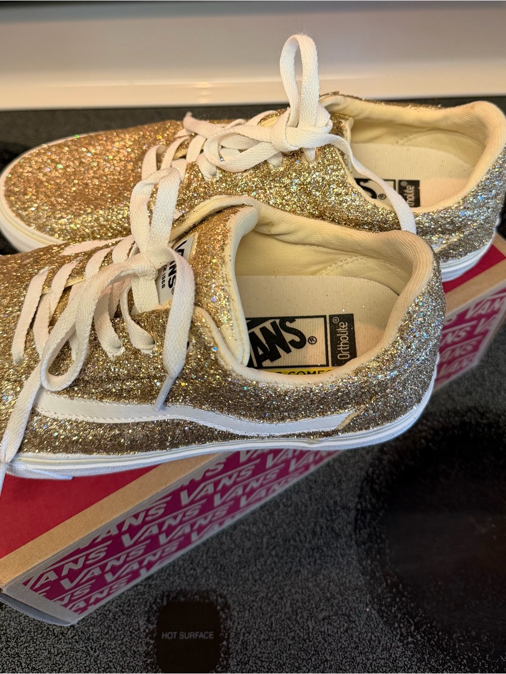 Women’s Vans Gold Glitter Vans Old Skool deluxe comfort Ortholite - Picture 6 of 7